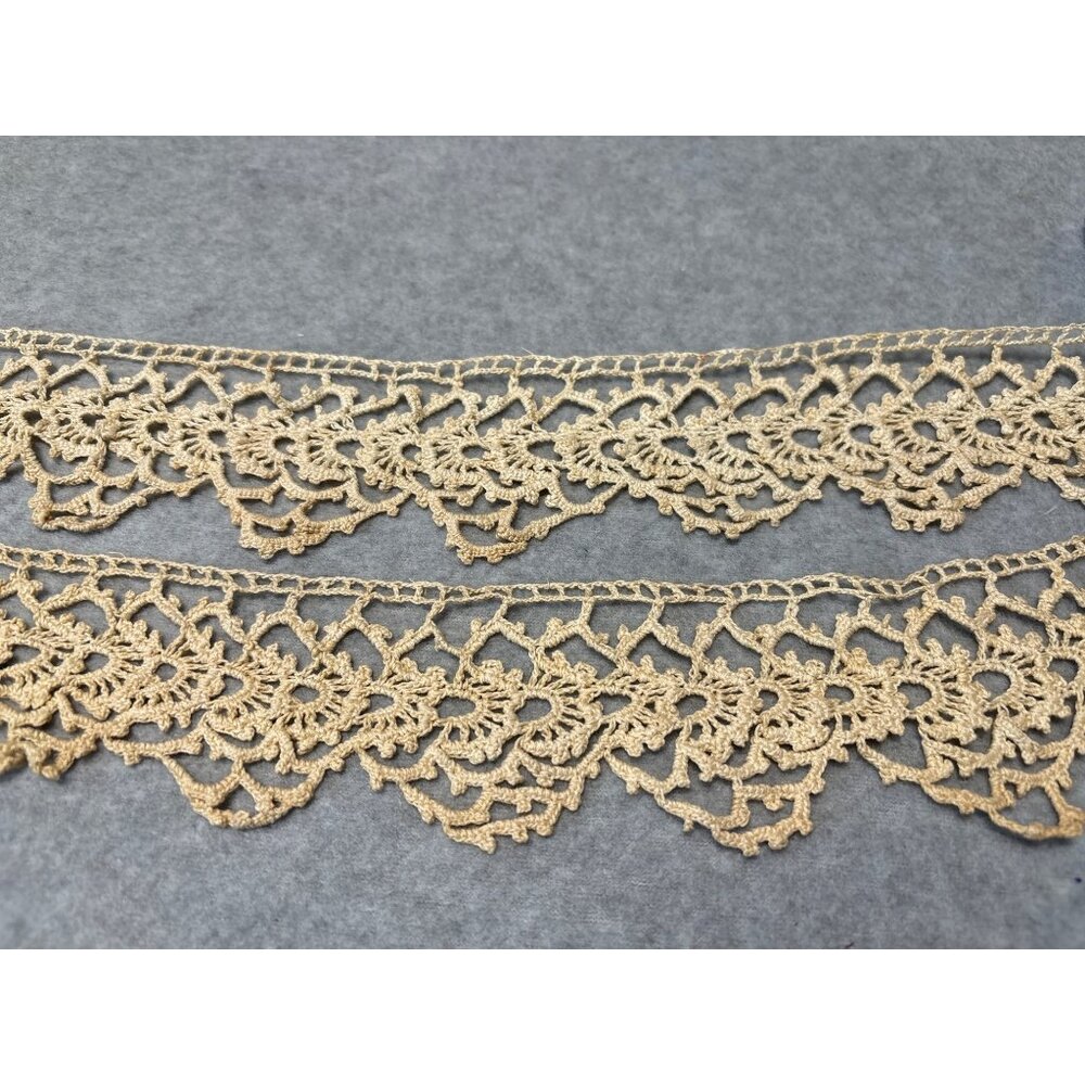 Vintage Crocheted Cotton Lace Trim - 2 Yards Plus 4 Inches - Delicate Scalloped